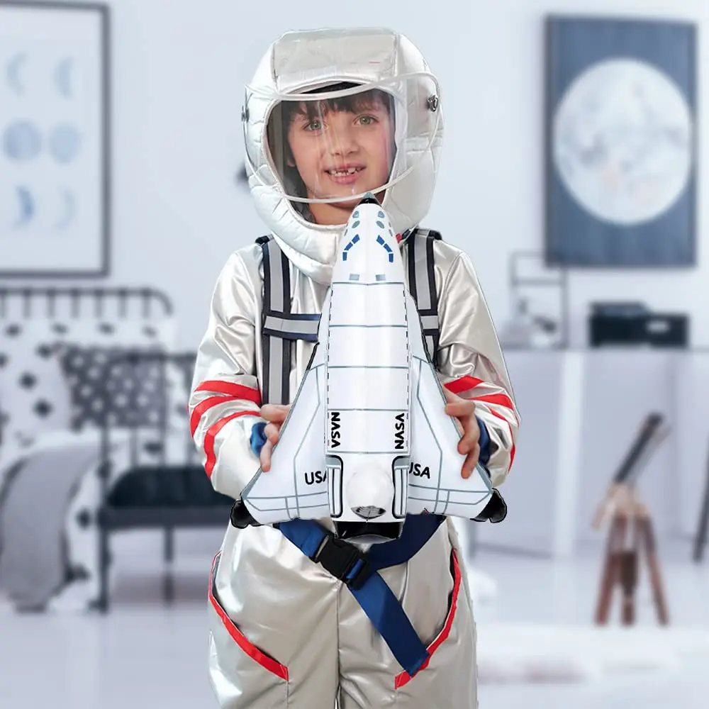 Space Shuttle Inflatable Astronaut Toys for Kids, Decorations for Outer Space Themed Parties, Fun Pretend Play Accessories