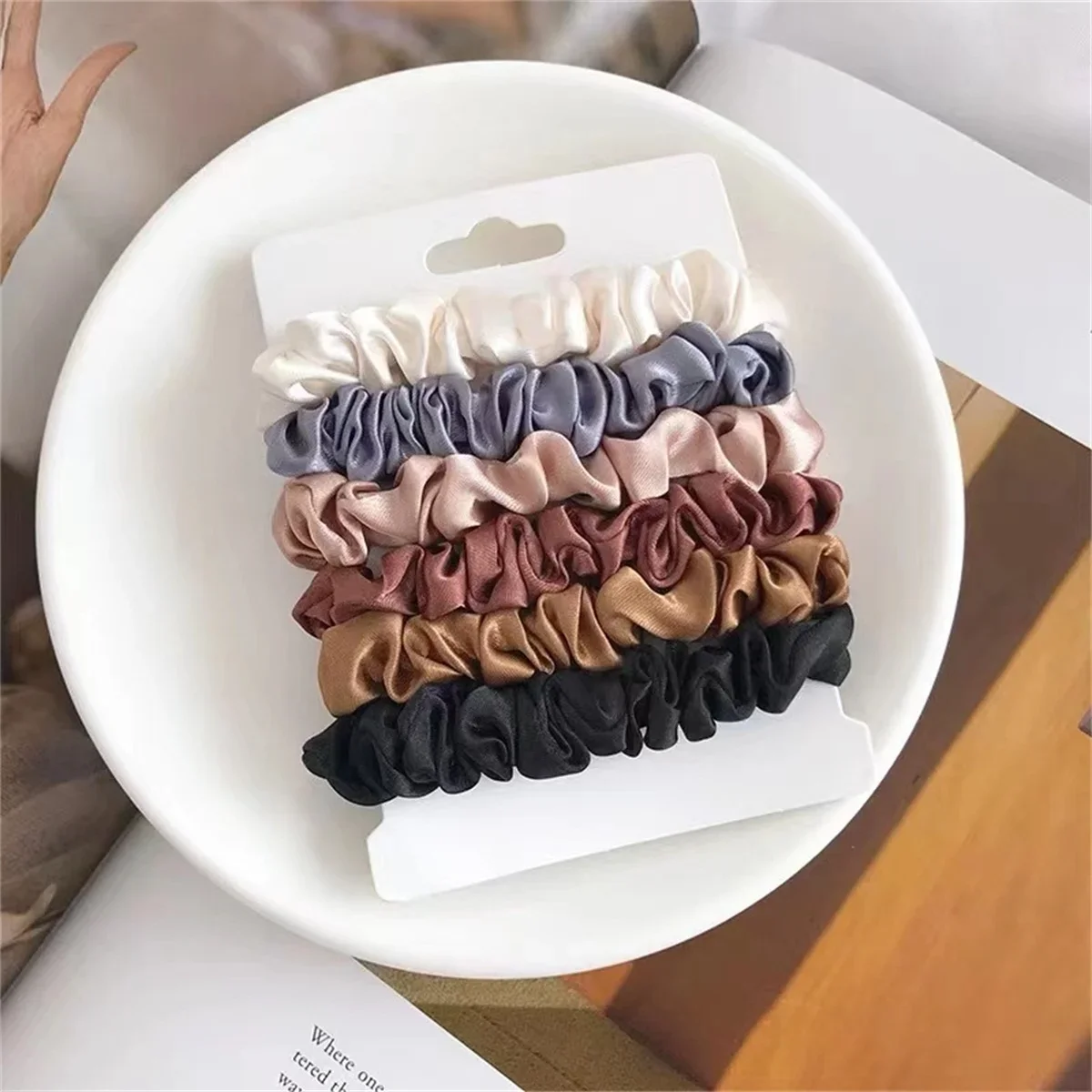 6 peças de elásticos de cabelo de cetim para mulheres – mais macios do que elásticos de seda para cabelo |   Scrunchies de cetim para meninas |