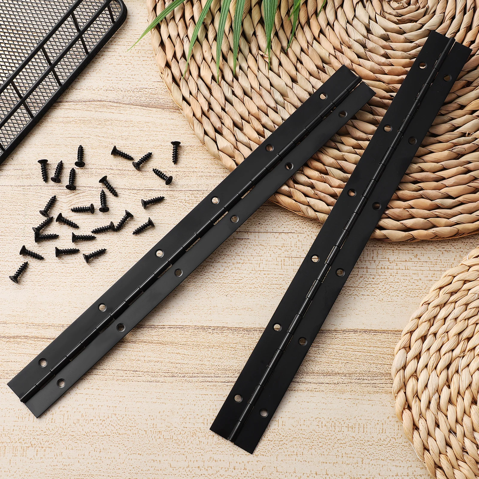 

2Pcs Black Heavy Duty Piano Hinges Iron Metal Long Hinges Screws Included for Wood Cabinet Door Piano Hinge