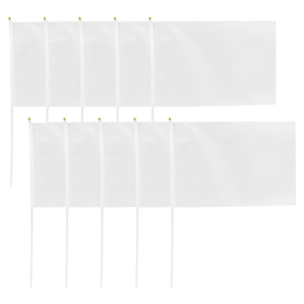 10Pcs Hand Painting Blank Flags Handheld Signal Flags for Sports Events Racing Referee Football Match Fan Support Graffiti Flag