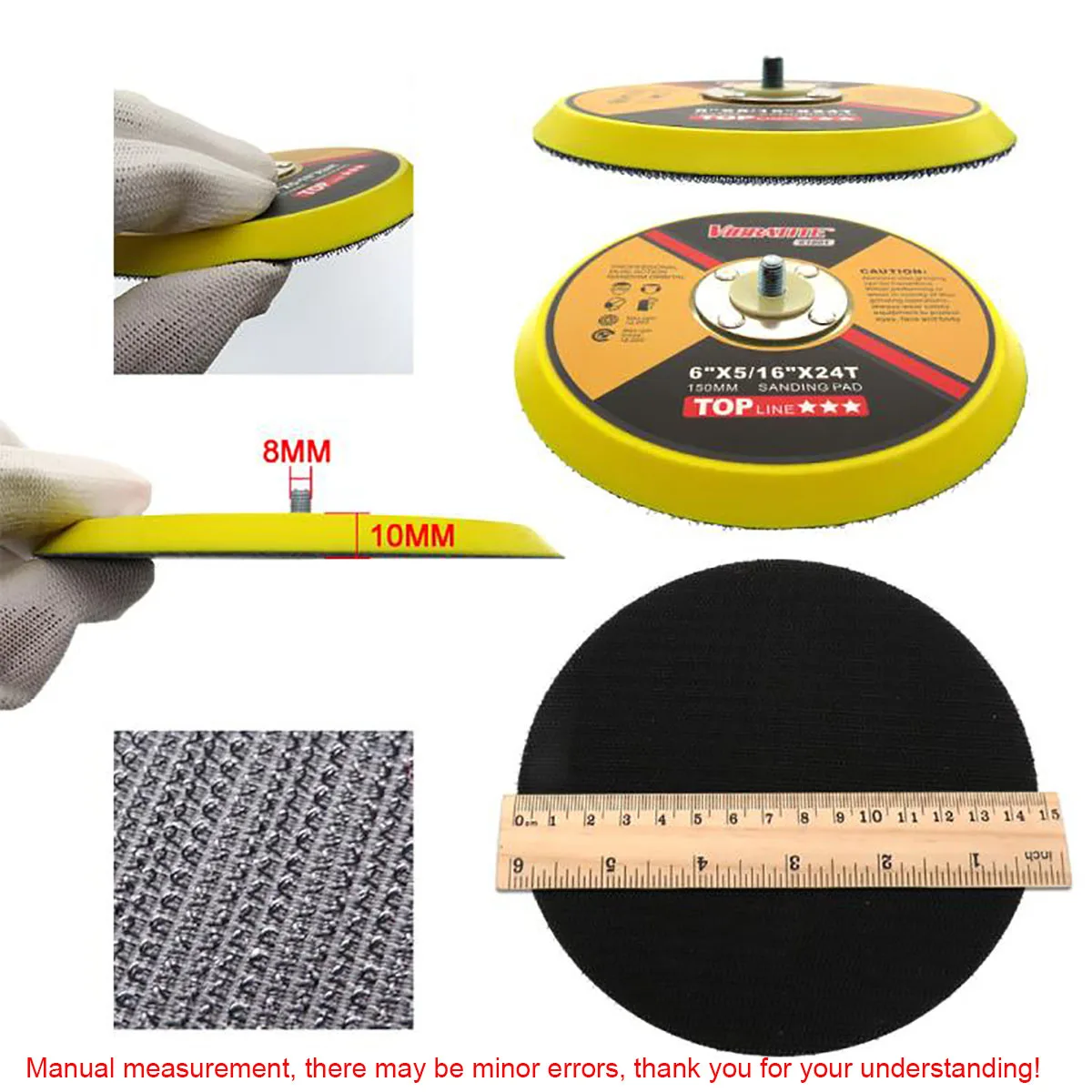 1-5PCS 6 Inch150 mm M8 Car Polisher Grinder Wheel Sander Paper Disc Auto Polishing Machine Tool Pneumatic Tray Self-adhesive Pad