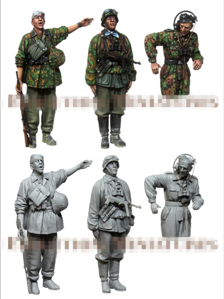 1/35 Scale Resin Figure Model Kit History Mini Tank Crew 3 People(No Tank) Micro Miniature Statue Unpainted Unassembled