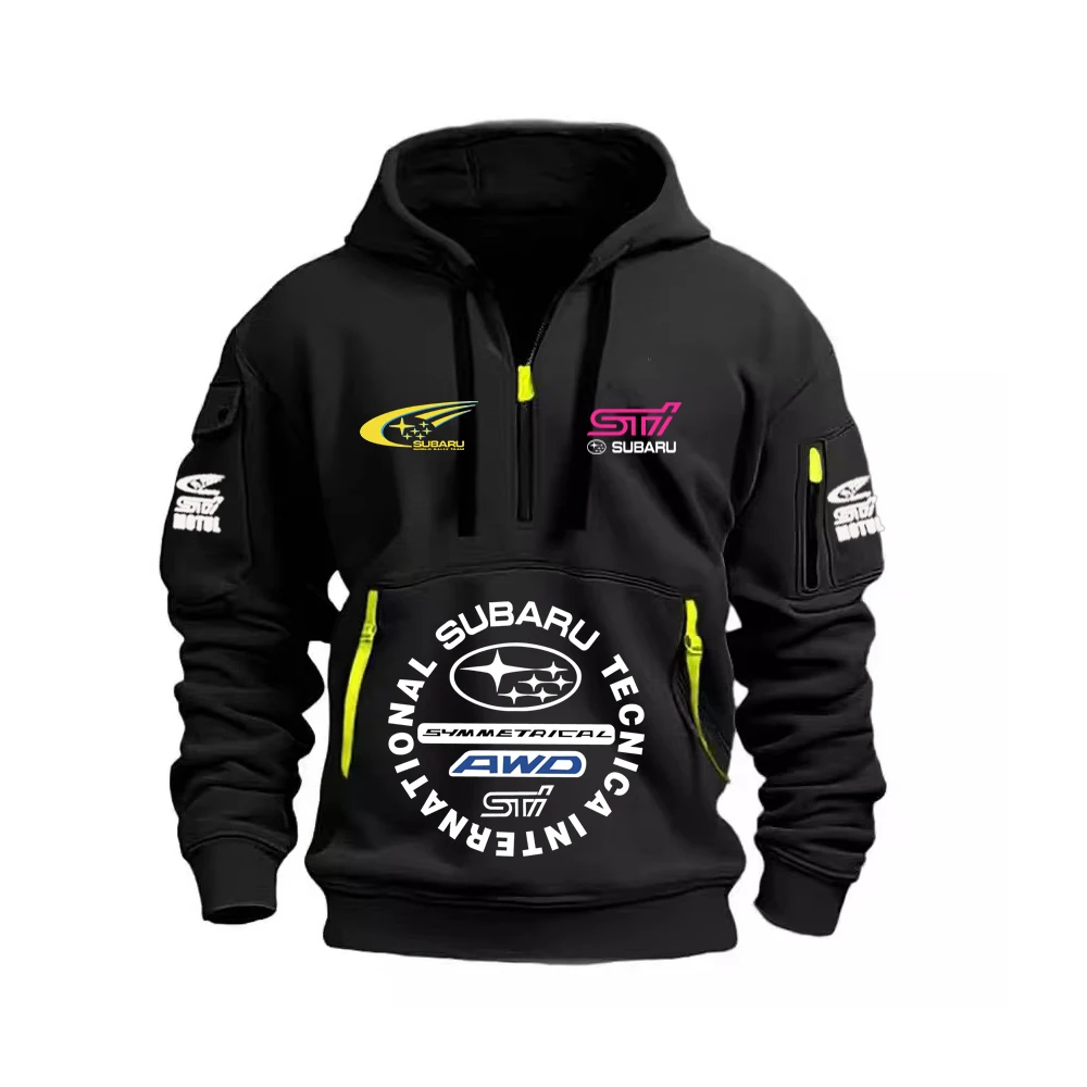 

SUBARU Racing Spring and Autumn Men's Sweatshirt Hoodie Half Zipper Multi Pocket Hoodie Men's Sports and Leisure Coat Large Size