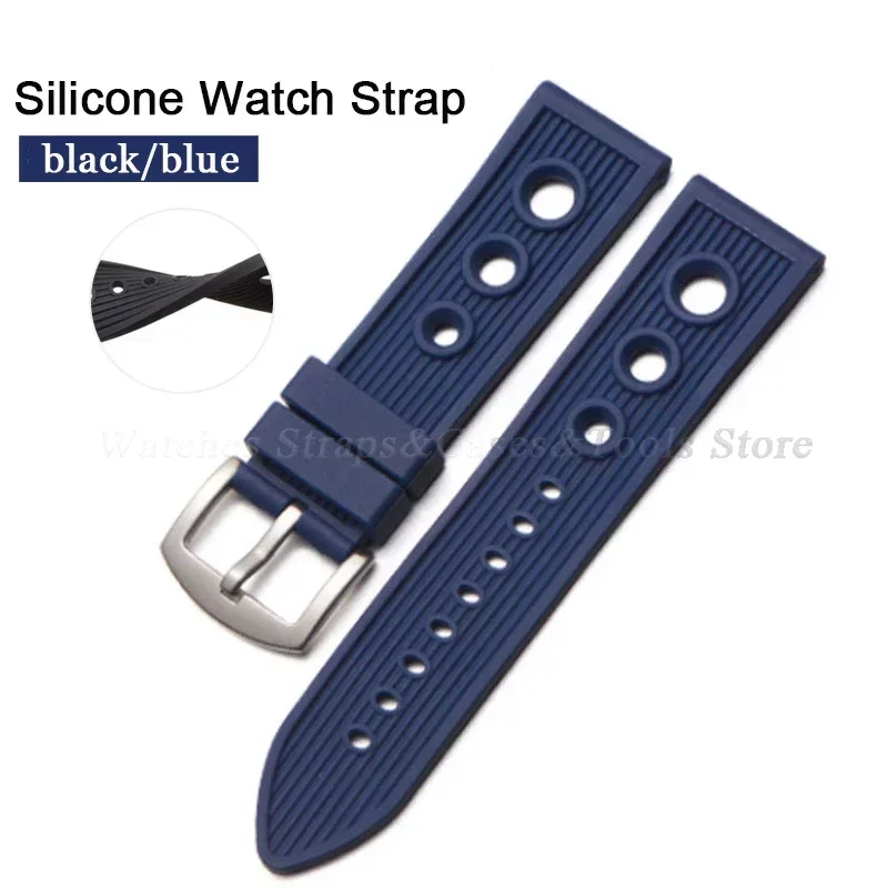 Correa de silicona para reloj, pulsera deportiva suave de 22mm, correa de goma para Huawei, resistente al agua, pulsera negra y azul, accesorios