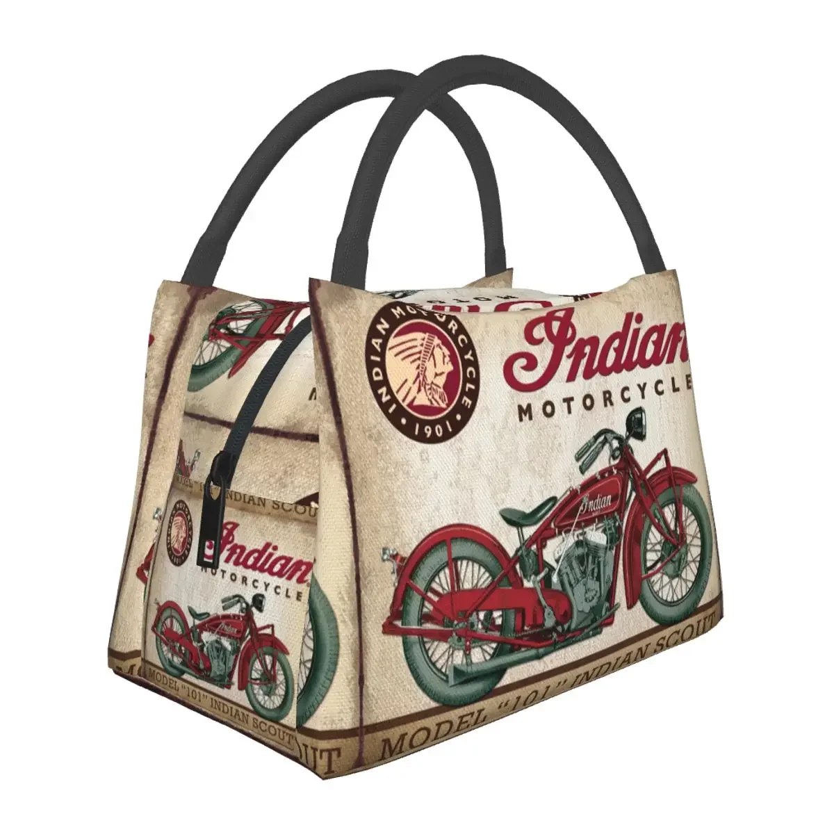 Motorcycle Motor Old Indians Never Die 4 Lunch Bags Insulated Bento Box Picnic Bags Cooler Thermal Bag for Woman Girl Work