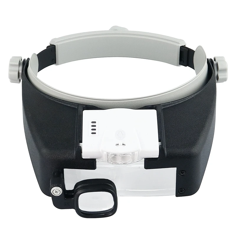 1.5X 6X 8X Illuminated Headband Magnifier Rechargeable Third Hand Helmet Magnifying Glass Lupa f Reading Books Welding Repairing