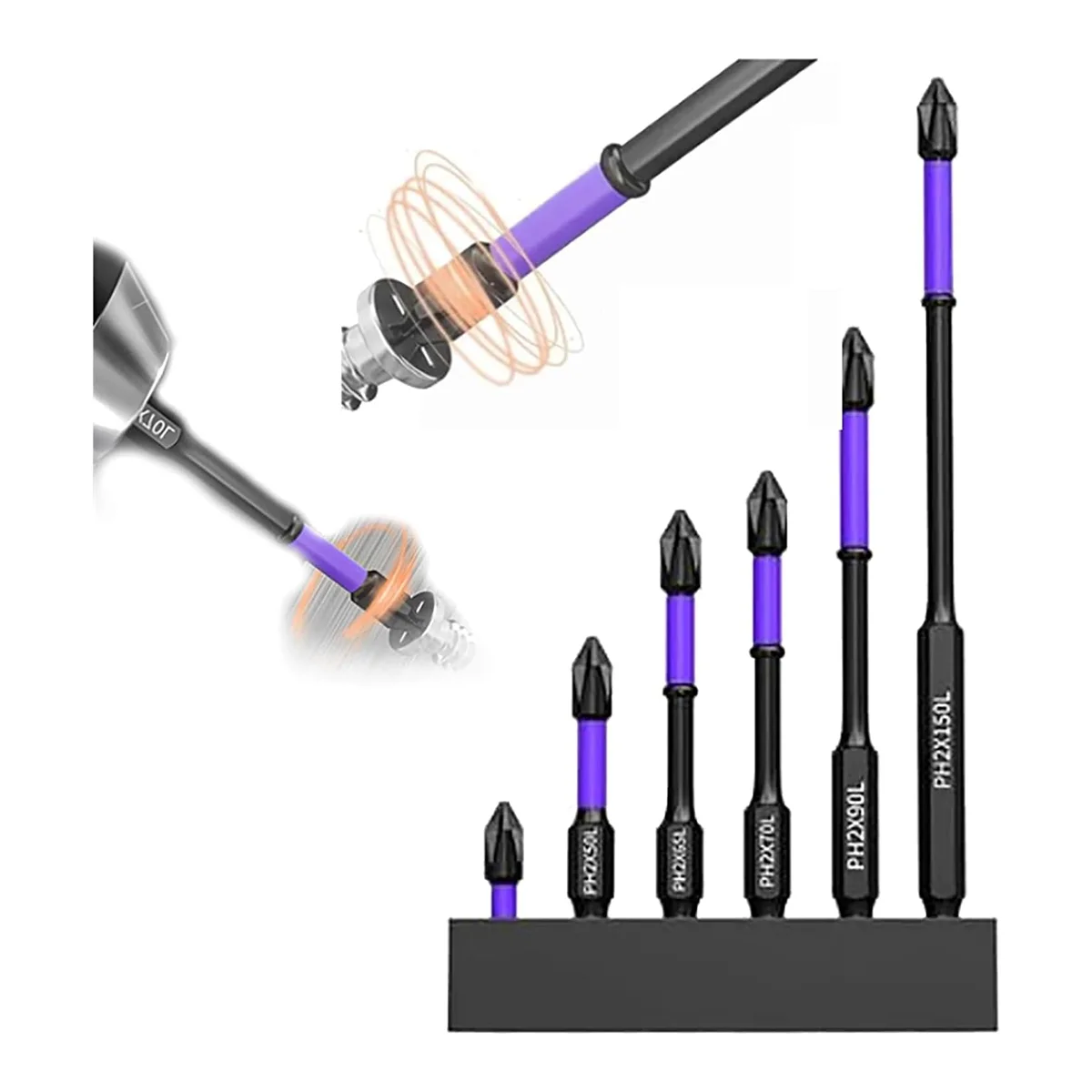 High Hardness and Strong Magnetic Bit, 6Pcs Anti-Slip and Shock-Proof Bits with Screwdriver Bits, Magnetic Bit Kit