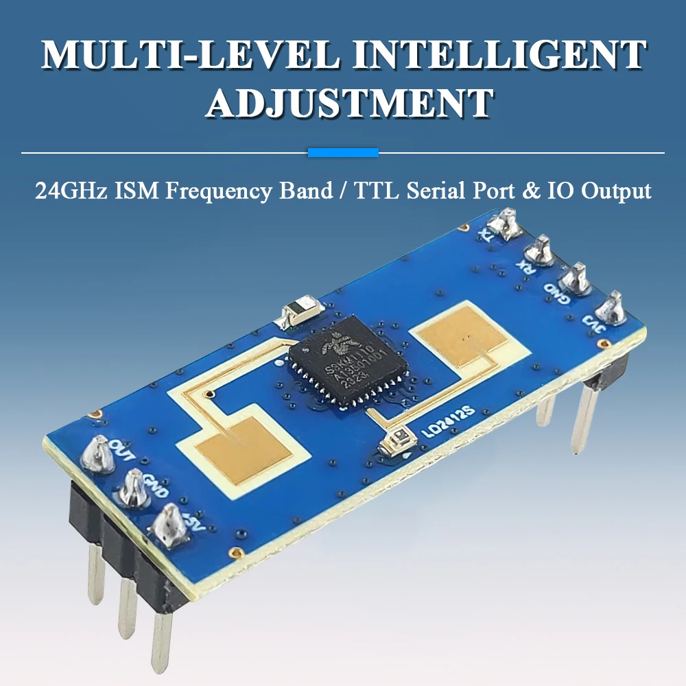 LD2412 Human Presence Sensing Radar Module Sensor 24GHz ISM Frequency Sensitive Body Moving Sensors 9M GPIO UART Output 7PIN