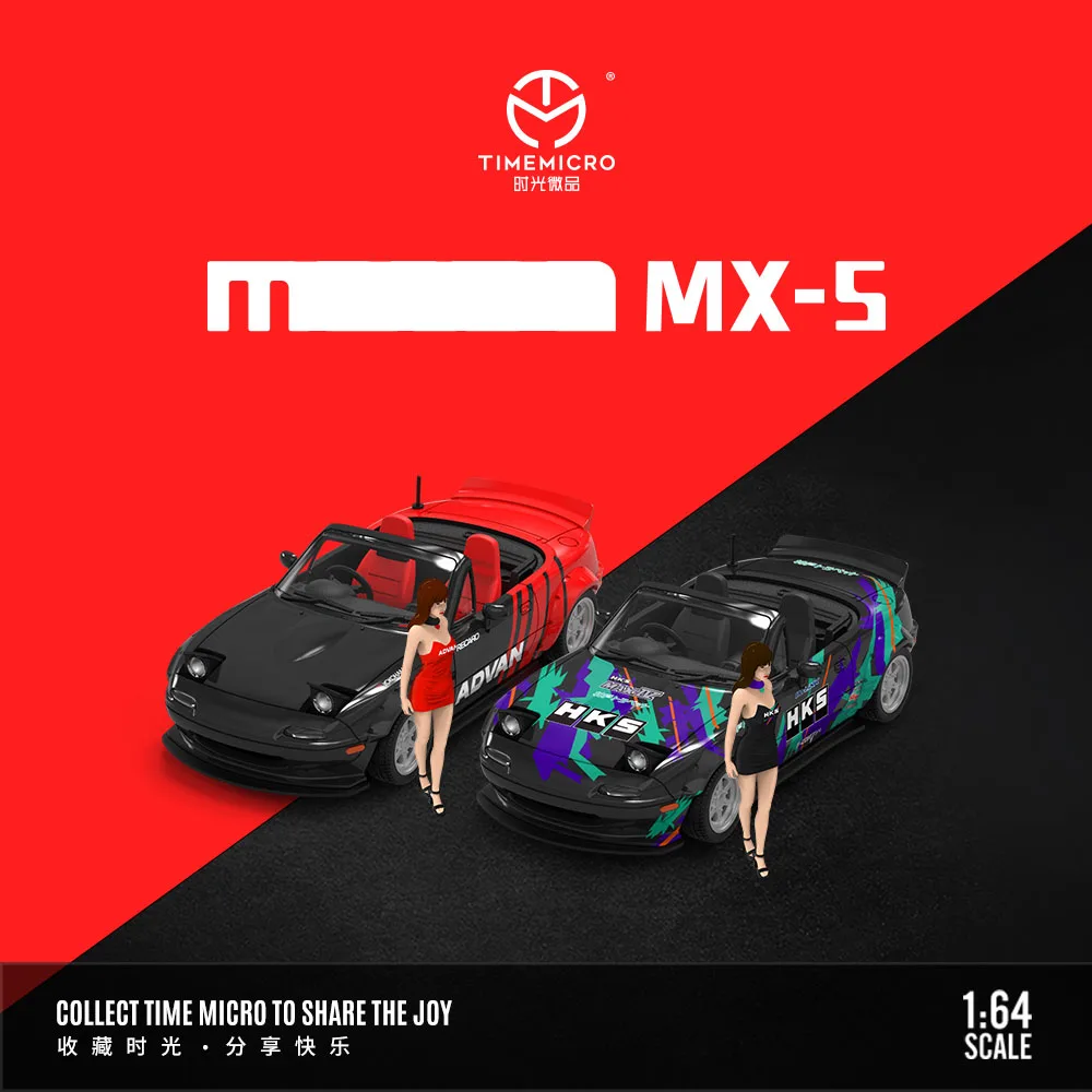 

TimeMicro 1:64 MX5 ADVAN And HKS Painting Simulation Alloy Car Model for Collection&Display&Gift