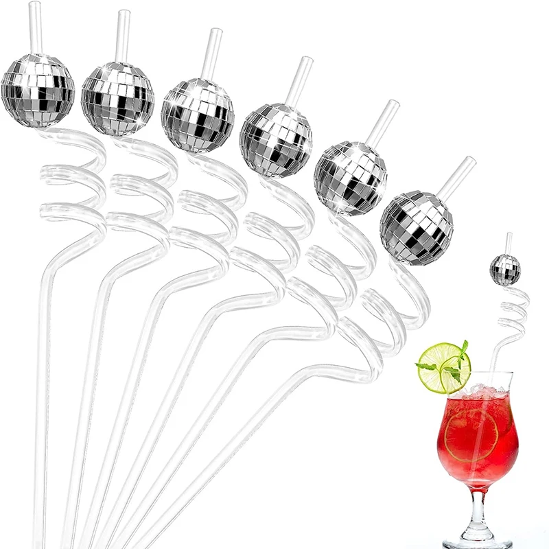 

1PC Mirror Disco Ball Straws 70s Disco Party Decoration Birthday Wedding Bachelorette Hen Party Supply Cocktail Drinking Straw