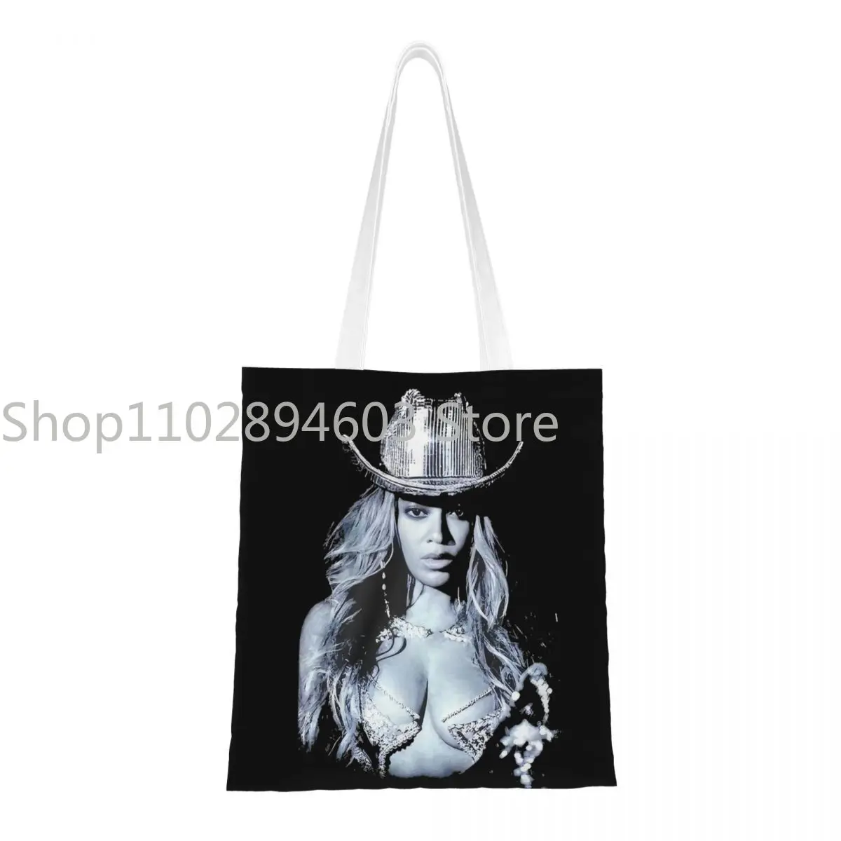 

Women Men Singer Concert Merch Beyonce Tote Bags Canvas Grocery Bag for Girl Handbags