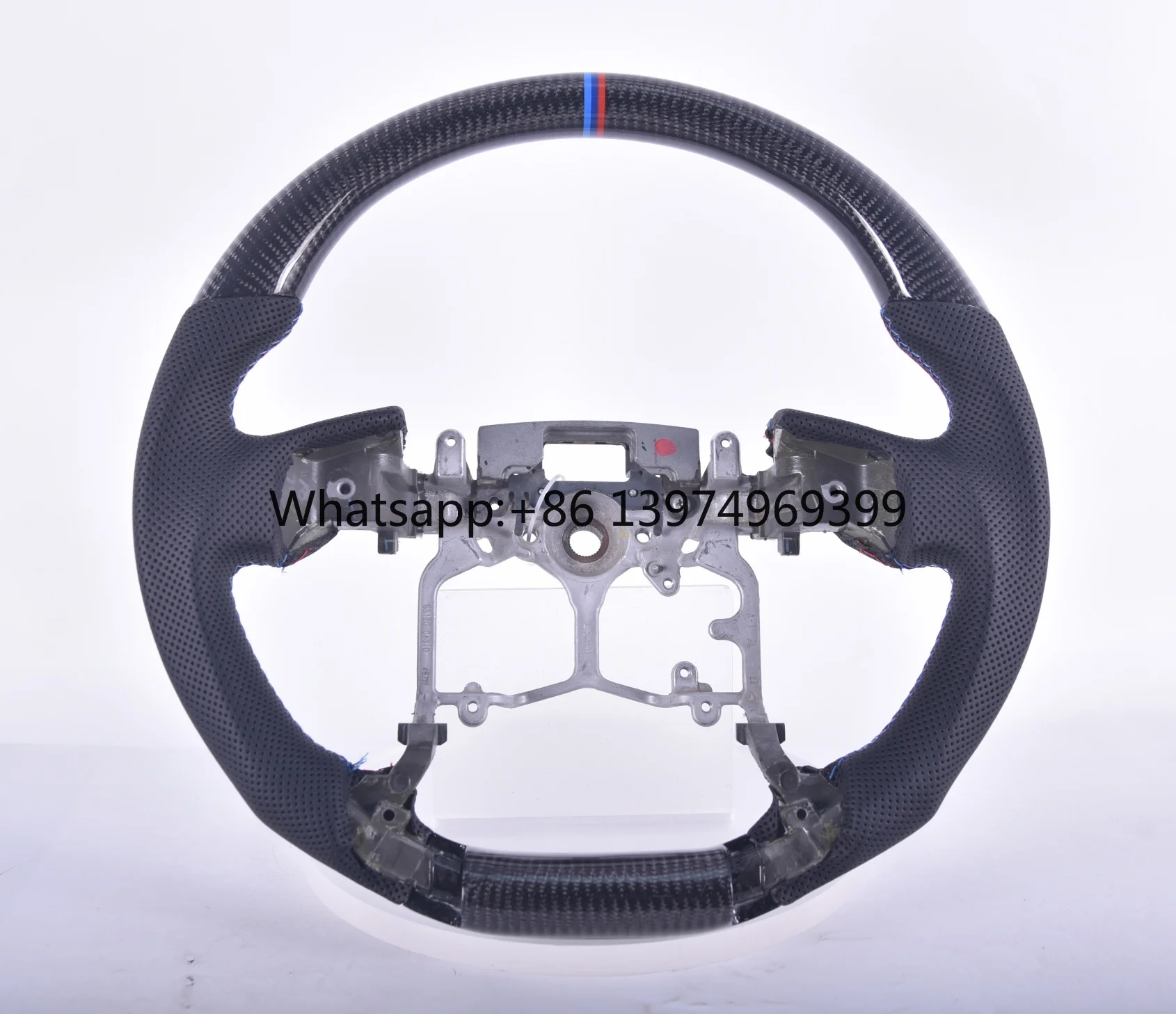 Custom Carbon Fiber Steering Wheel Perforated Leather for Toyota Land Cruiser Prado LC250 Cruiser LC200 LC150 Hilux Fortuner