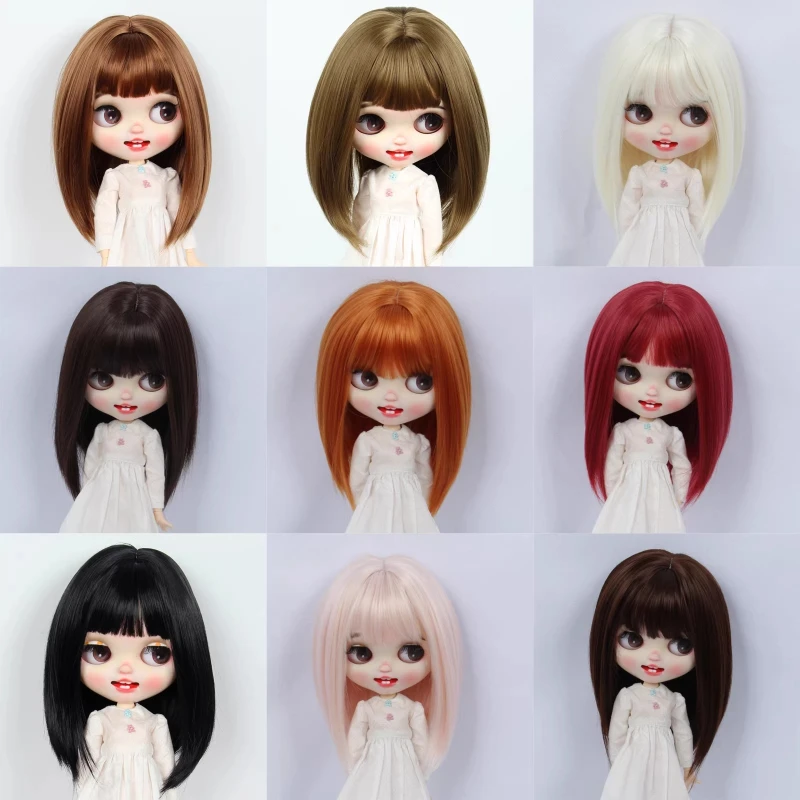 

Doll's Wig Fit To Head Circumference 25-27.5cm Blyth Doll Long Straight Hair with Bangs Toys Dress Up Doll Accessories, No Doll