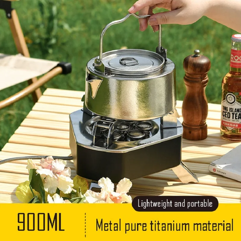 Pure Titanium Kettle,Single Layer,Acid and Alkali Resistant,High Temperature Resistant,Light Portable Pot,Home,Outdoor,900ml