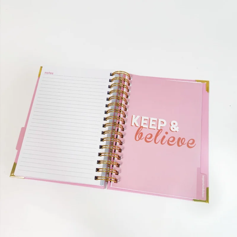 2023 custom A5 Spiral Paper Note Book Daily Weekly Monthly Organizer Planner Printing Notebooks