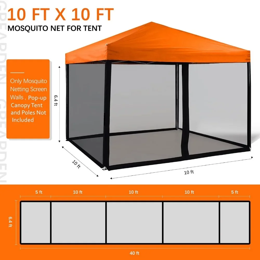 Mosquito Netting Outdoor Screen House Tent Screen Wall with Zipper for Camping, Patio, 10x 10 Gazebo and Tent