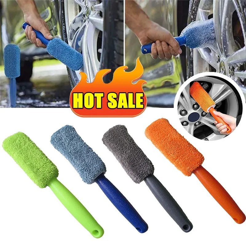 Car Wash Brush Microfiber Tire Scrubber Wheel Rim Brush Trunk Motorcycle Dust Remover Office Home Clean Tool Universal