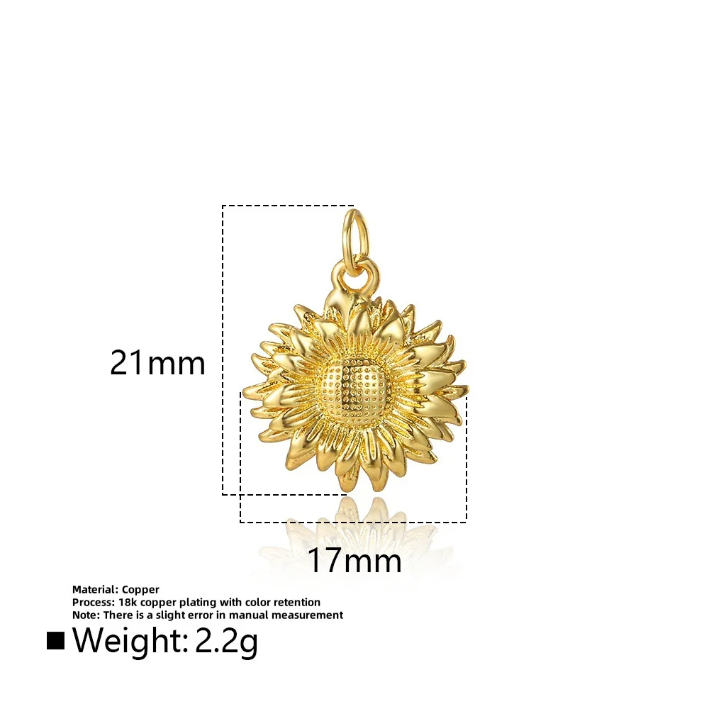 5 Niche Sweet Copper Sunflower Pendants for Bracelets Necklace Earrings DIY Jewelry Accessories Handmade Materials