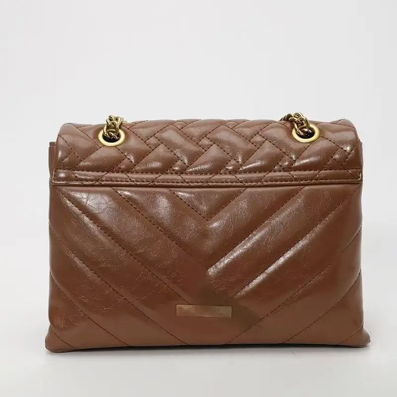 Niche kleine vierkante damestas, vintage chique crossbody portemonnee met kettingriem, echt lederen meerwegschoudertas voor werk