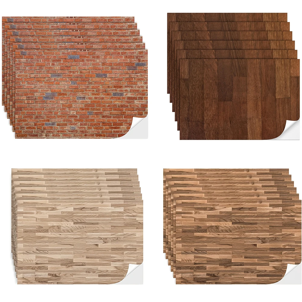 3PCS 21*29CM Mini Wood Floor Stickers Self-Adhesive Paper Dollhouse Wall Decals for Model Railway Diorama Landscape DIY Craft