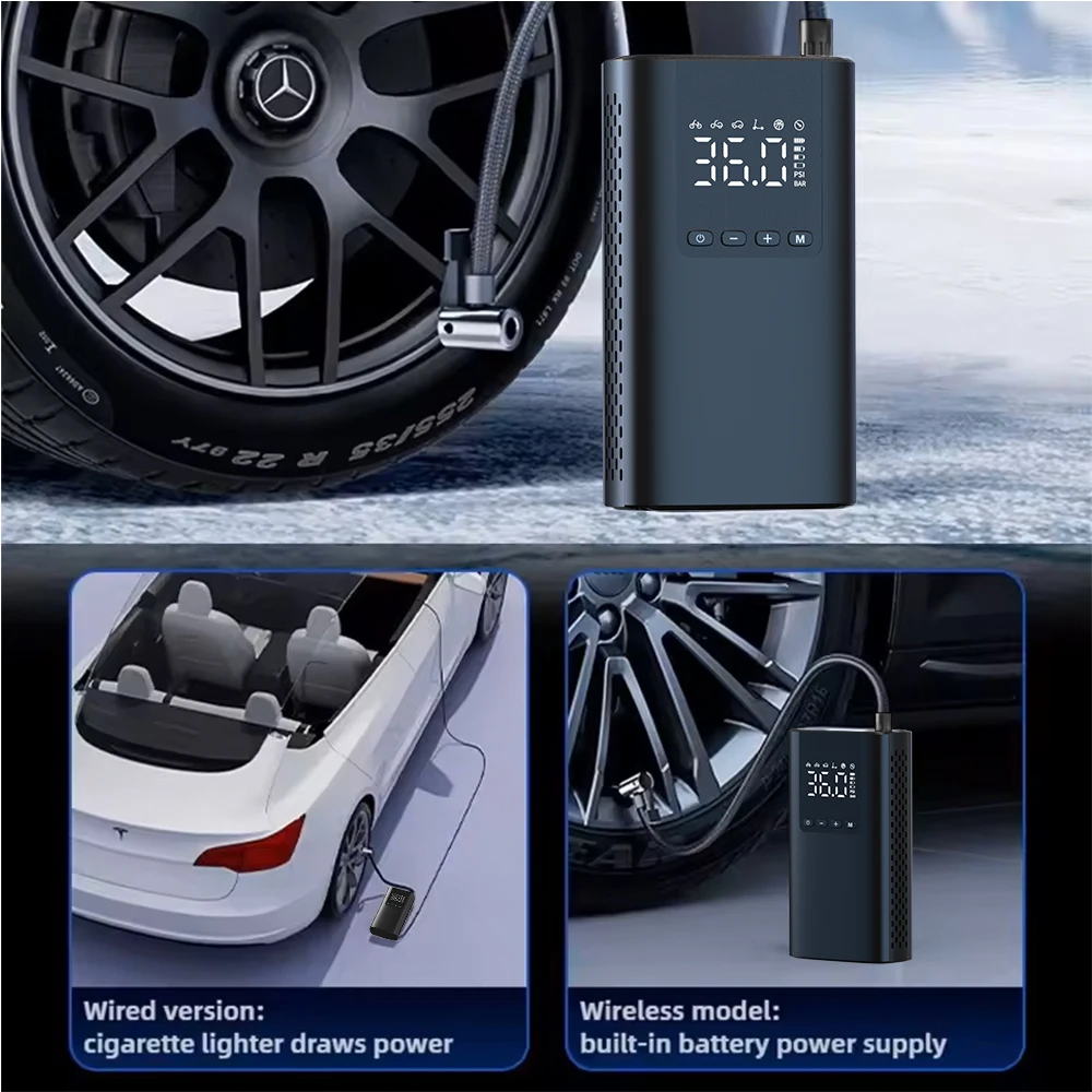 Electric Smart Air Pump 150PSI Tire Fast Inflator Portable Compressor with Digital Pressure Gauge for Car Bike Motorcycle Ball