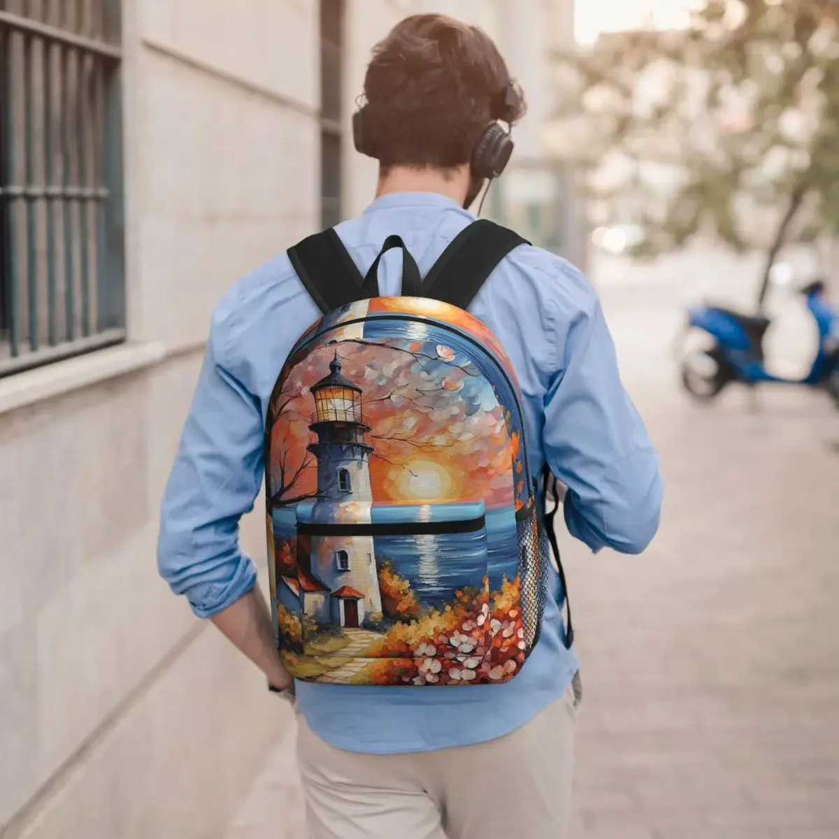 Lighthouse Garden Design Student Backpack School Bag Hiking Travel Daypack for Men Women Bookbag Shoulder Bags