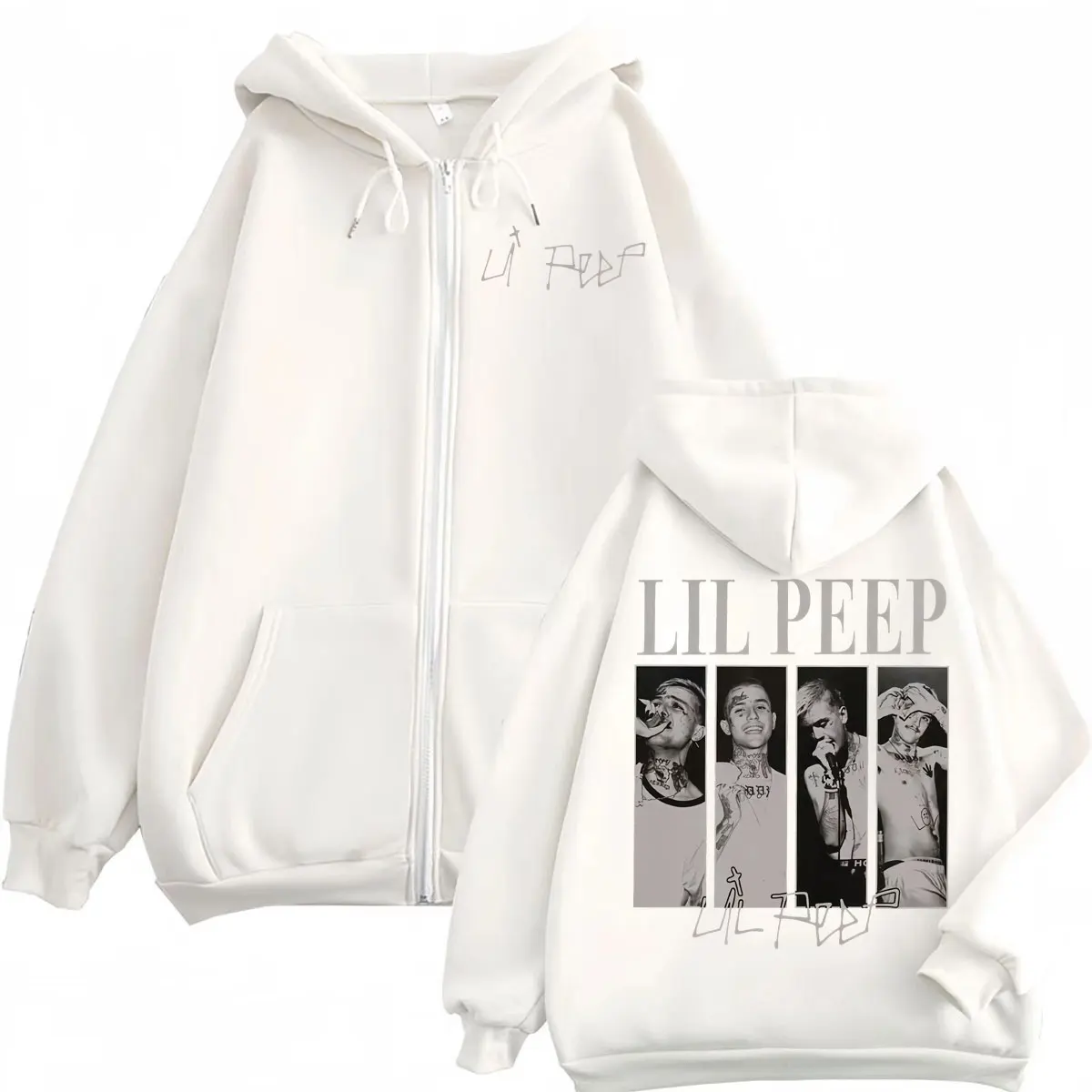 Rapper Lil Peep Merch Zipper Hoodies Hip Hop Vintage Zip Up Hooded Sweatshirts Men Women Clothing High Quality Fashion Pullovers