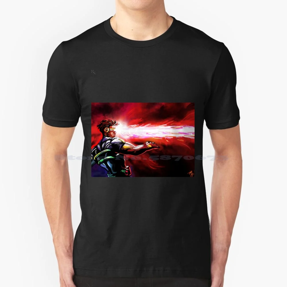 Optic Blast T Shirt 100% Cotton Tee Optic Blast Cyclops Comic Art Xmen Summers Neon Lights Light Bursts Mutants