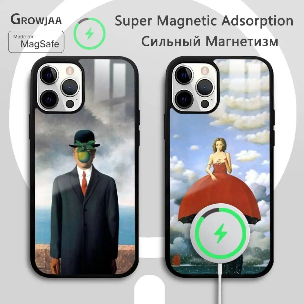 ريني ماغريت مجردة الفن جراب هاتف آيفون 17 16 15 14 13 12 11 برو ماكس بلس ميني ماجسيف مرآة اللاسلكية المغناطيسي فوندا #1