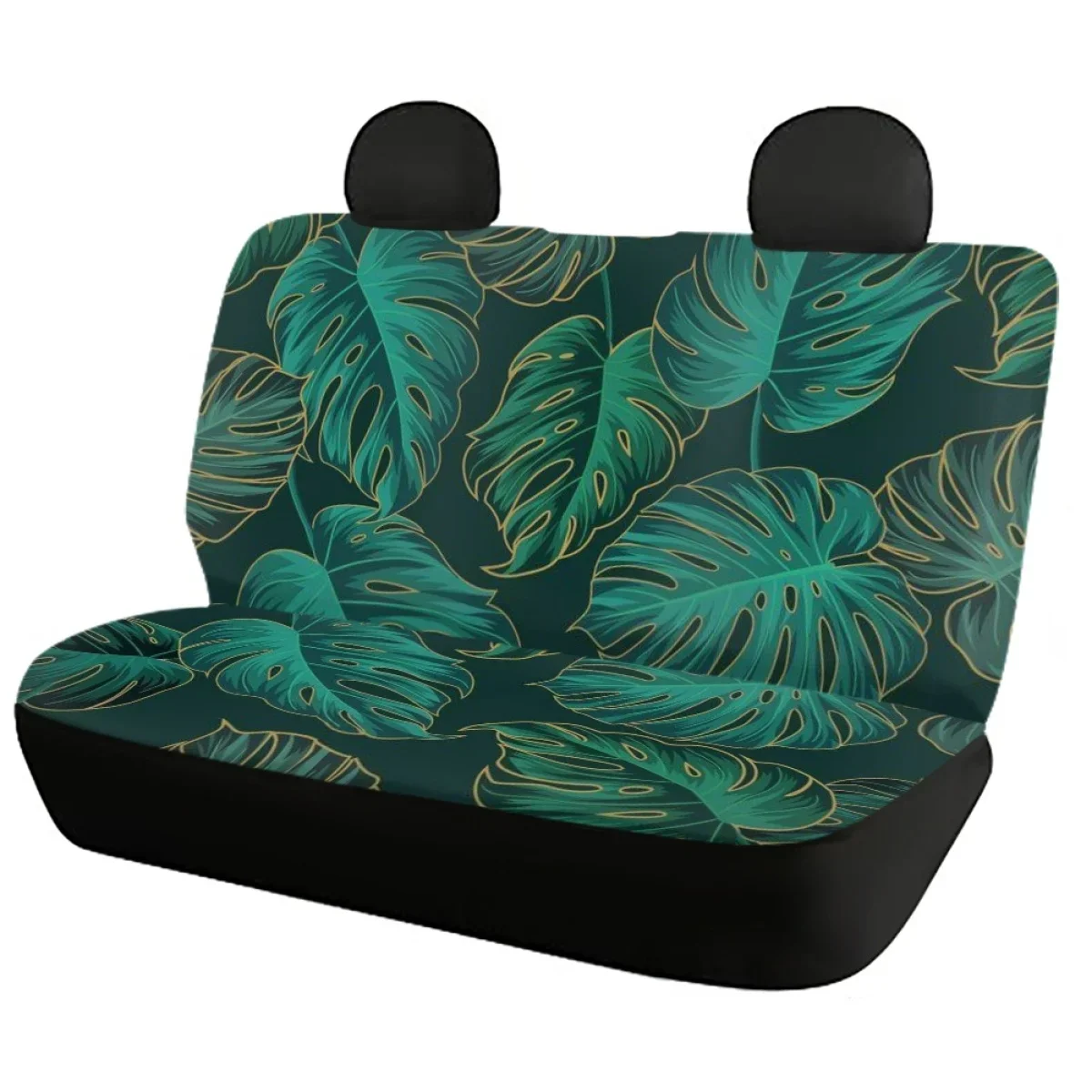 Car Seat Cover Hibiscus Monstera Beautiful Printing Heavy-Duty Nonslip Front/Back Seats Cover Full Set Universal Most Vehicles