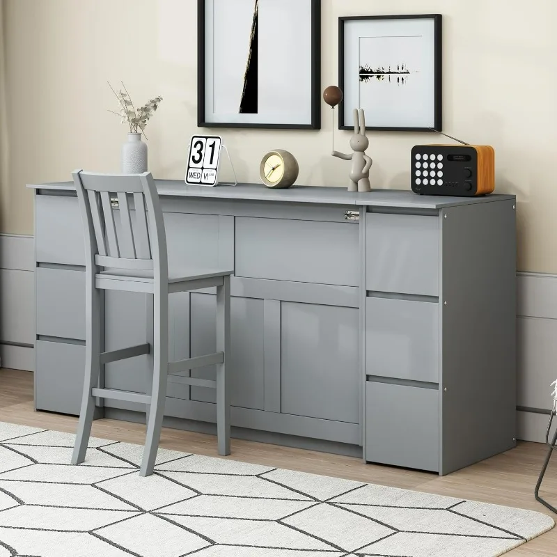 Mueble de pared para cama Murphy de tamaño completo con cajón de almacenamiento y estantes pequeños en cada lado, cama de pared que ahorra espacio para habitación de invitados