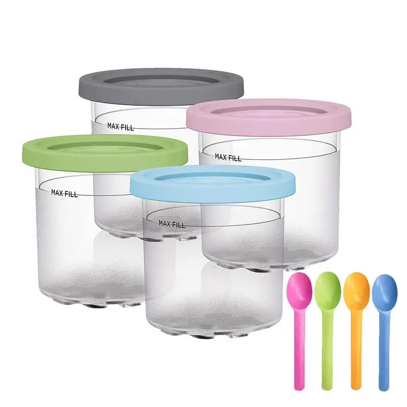 Ninja Creami Deluxe 11-in-1 XL Family Size NC500/NC501 Pints 4 Pack 24 oz Dishwasher Safe BPA-Free Leak Proof Assorted Colors