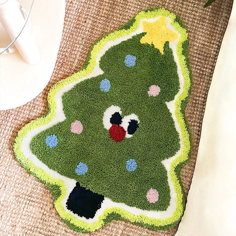 

Christmas Cartoon Pumpkin Christmas Tree Flocking Carpet Living Room Bathroom Toilet Absorbent Non-slip Mat