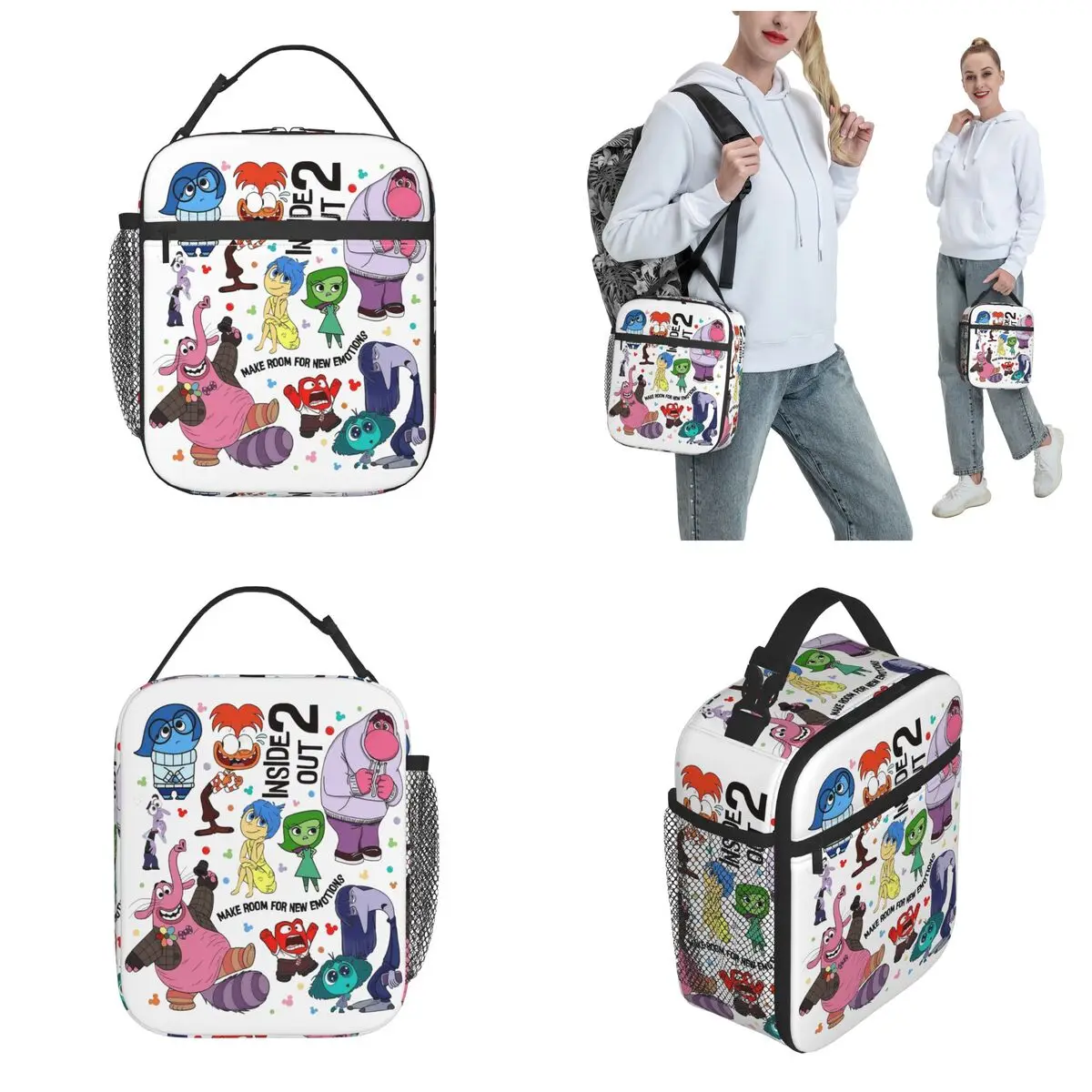 Anime Inside Out 2 Movie 2024 Insulated Lunch Bags Food Bag Reusable Cooler Thermal Lunch Boxes For School Office