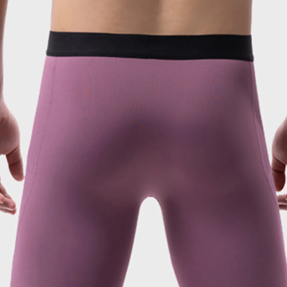 Men's Breathable Underpants with Pouch Design Long Leg Boxers Briefs Soft Nylon and Spandex Fabric Quick Drying and Comfortable