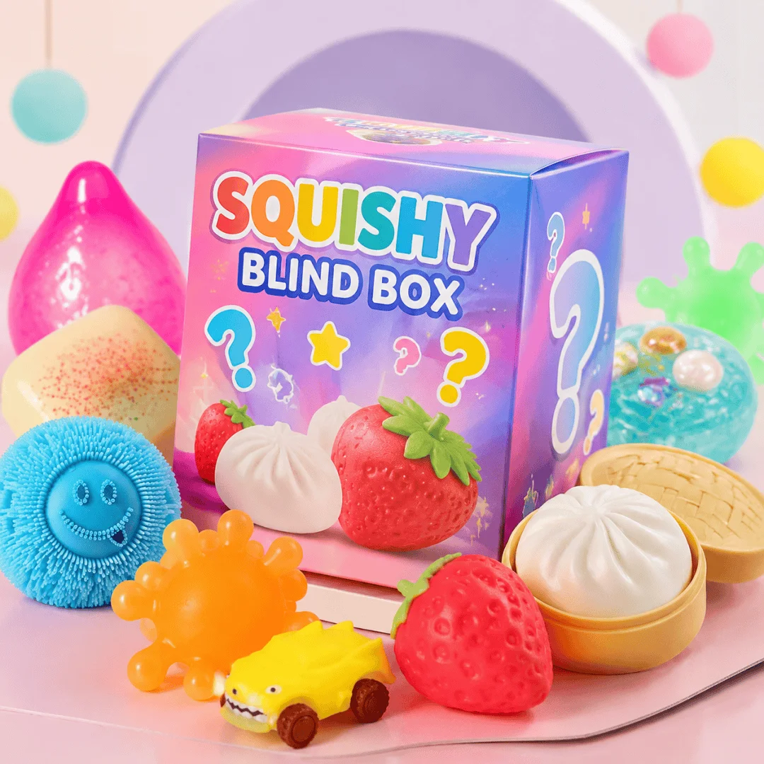 Stress Vent Mystery Blind Box Rainbow Crystal Cat Paw Mochi Squishy, Simulated Sesame Pastry Pinch Toy, Party Sensory Toy