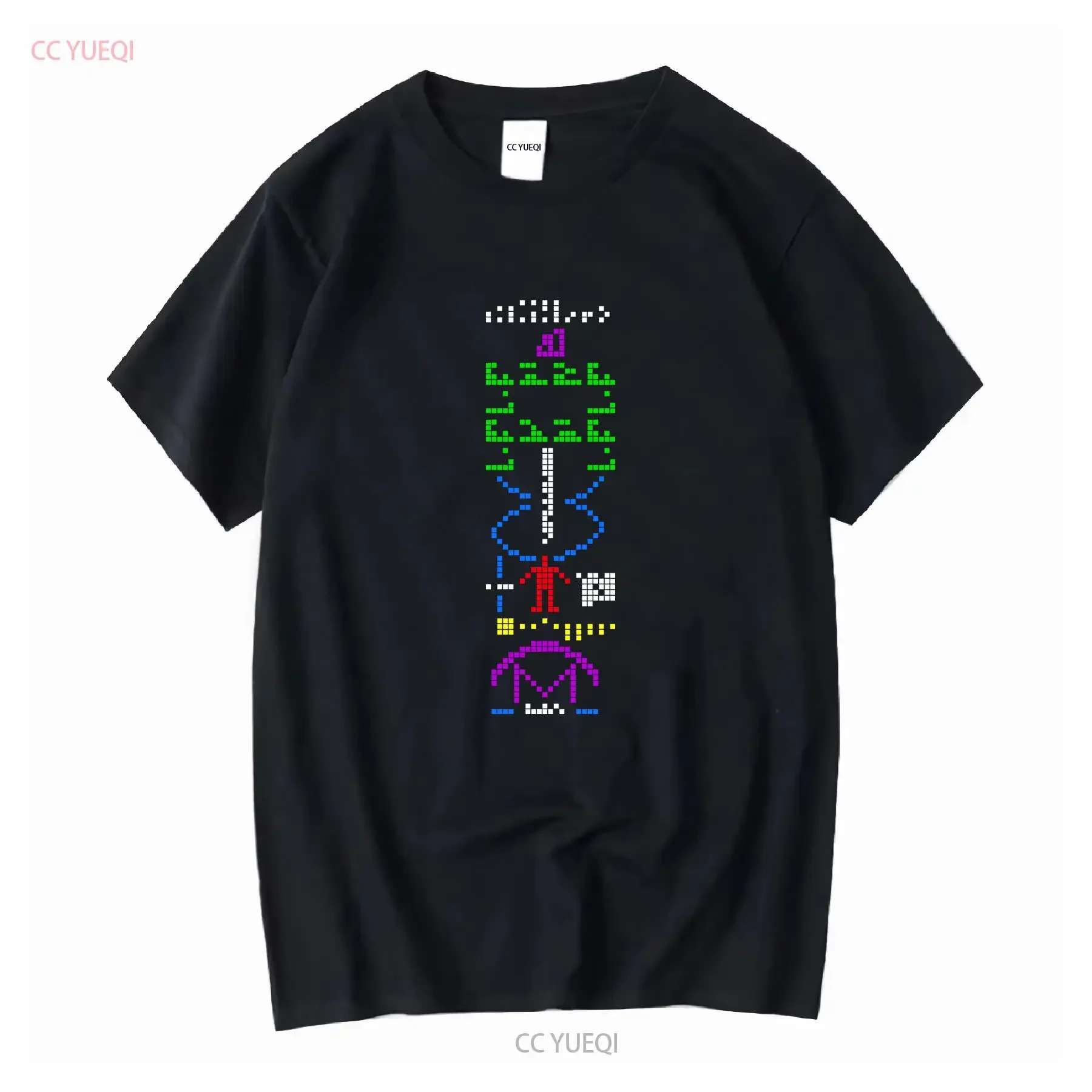 Arecibo Message Interstellar Space Geek Men's Regular Fit Black T Shirt long or short sleeves vintage Washed Comfortable
