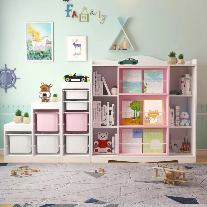 Solid wood children's toy storage cabinet kindergarten locker household locker