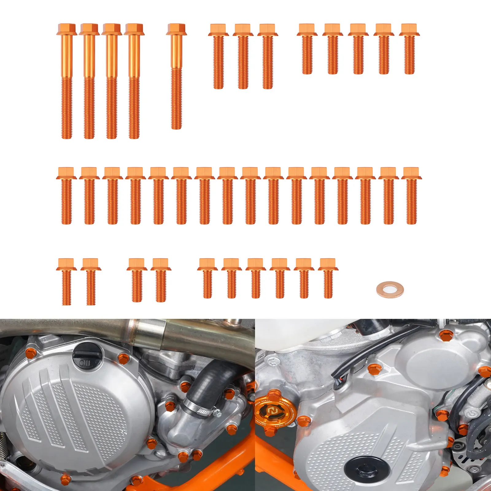 40PCS M5 M6 Engine Bolts Kit For KTM 250 300 EXC XCW 2017 2018 2019 Clutch Cover Water Pump Cover Power Valve Cover Aluminum