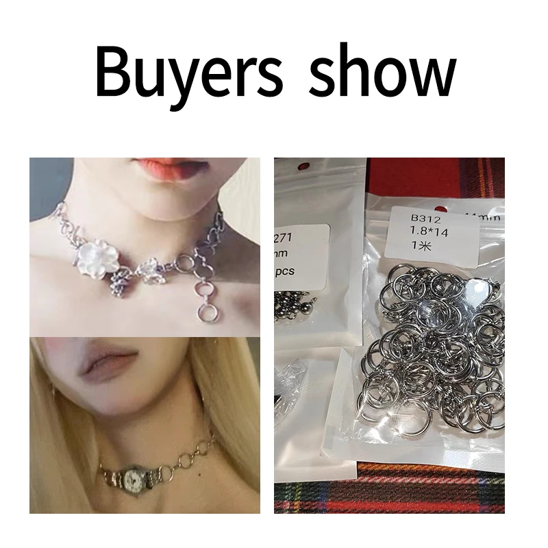 Stainless Steel Round Rings Chains For Jewelry Making Supplies DIY Charms Necklace Bracelet Pendant Accessorie Findings No Fade