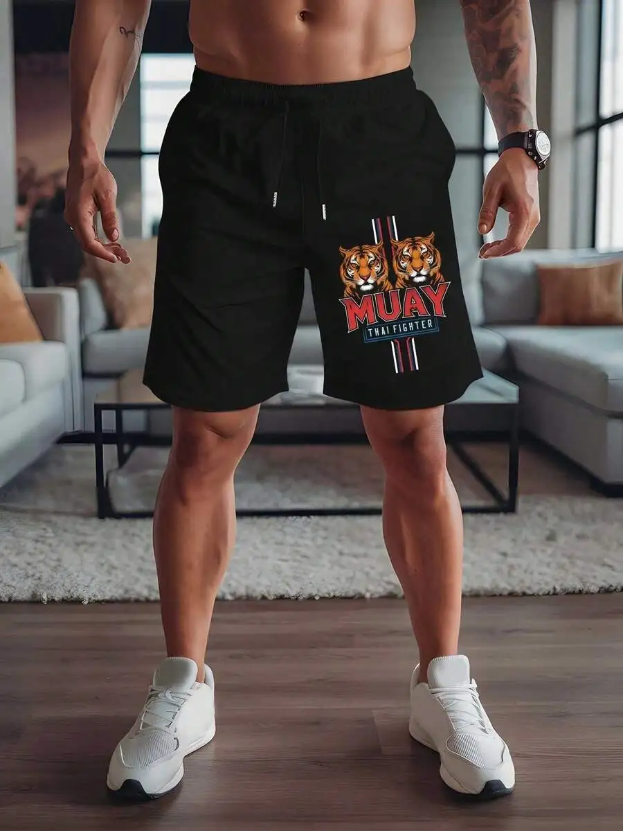 

Muay Thai Fighter Mens Shorts Summer Sport Casual Breathable Polyester Shorts