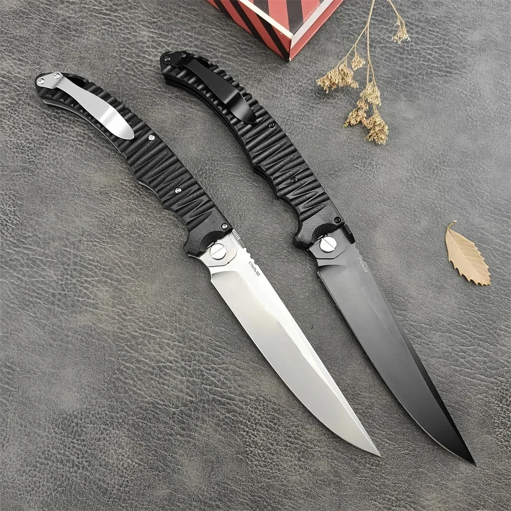 Ball Bearing HOKC Jackknife Folding Pocket Knife D2 Blade G10 Handle Utility Chef Knives Kitchen Sharp Meat Cleaver EDC Tool