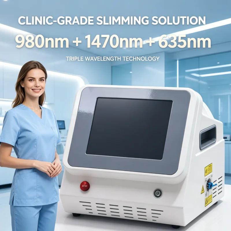 Triple Wavelength Diode Laser Lipolysis 980 1470 635nm Fat Dissolving Skin Lifting Non Invasive Body Contouring CE Certified