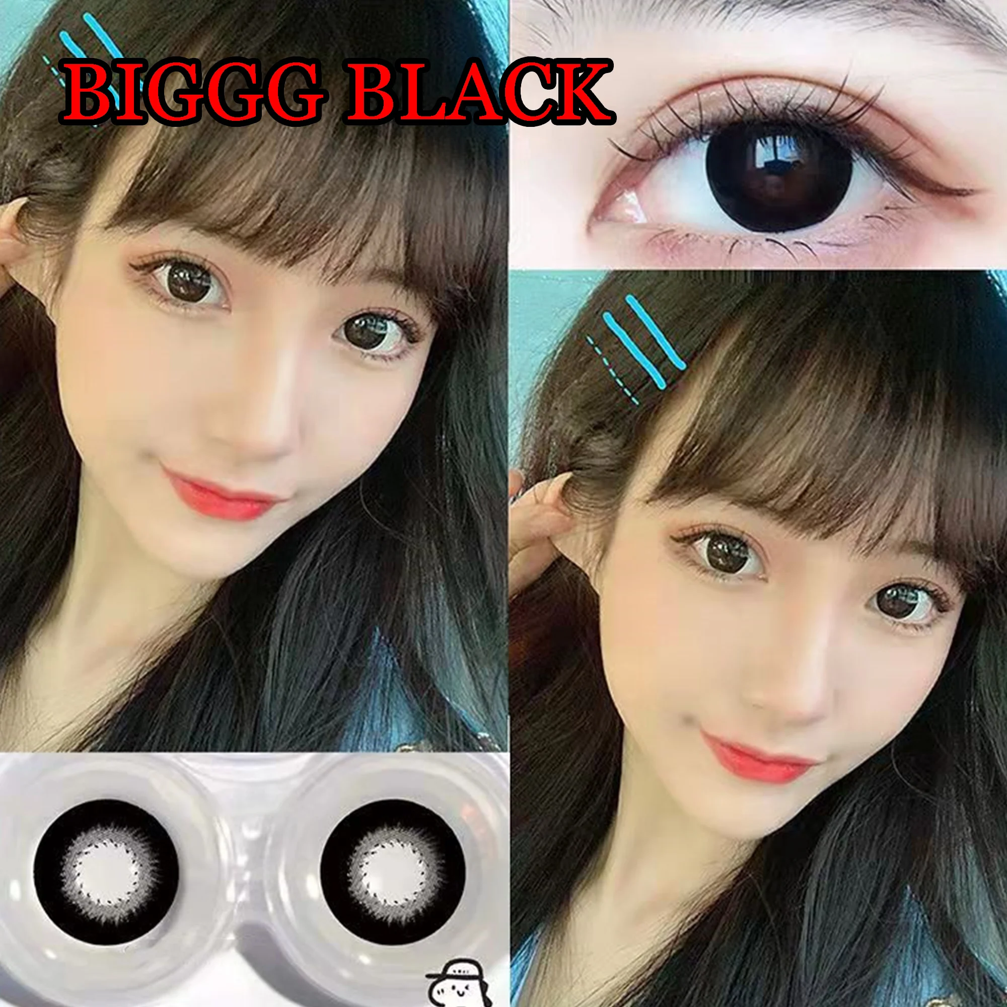 Coslens Women Men Makeup 14.50mm Eye Contacts Lenses with Power for Colors линзы для глаз цветные Biggg Black