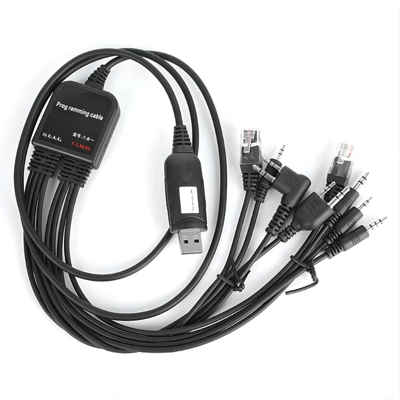 8 In 1 Computer USB Programming Cable For Walkie Talkie Car Radio Durable Walkie Talkie Parts Accessories