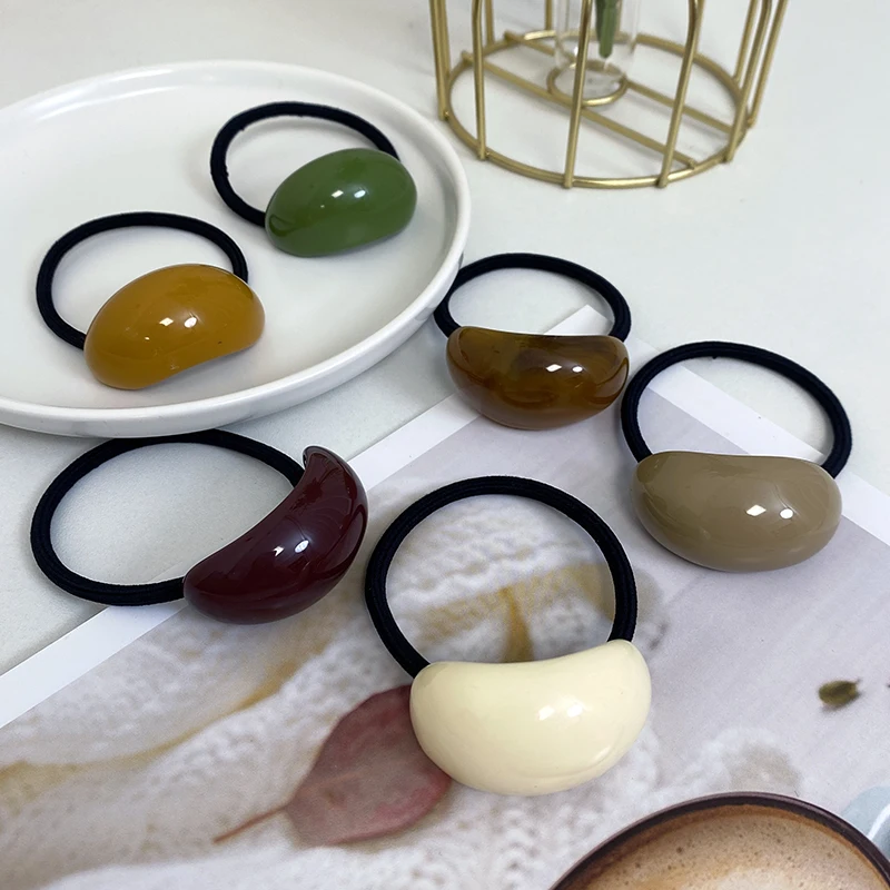 New Advanced Simple Temperament Geometric Arc Hair Loop Versatile Tie Head Half Round Horsetail Buckle Hair Rope Headwear