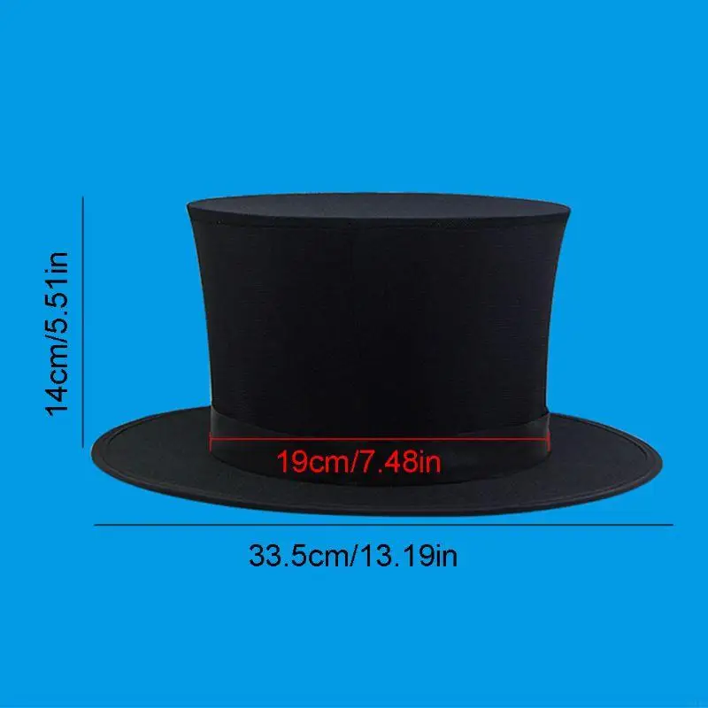 P31C DIY Novidade Preto Dobrável Top Hat Acessórios para Festa Chapéu Adereço Mágico Artificial