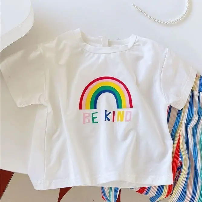 

Kids Thin Round Neck Tees Shorts Cute Sets Thin Soft Tshirt+Shorts Cute Casual Sports Two-piece Short-sleeved Shorts Korean Styl