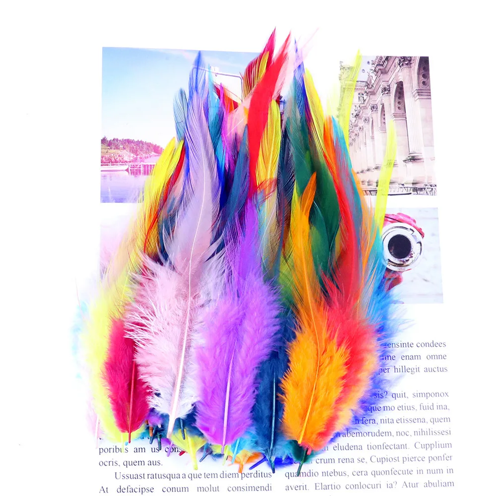 6-8Inch Natural Chicken Feather DIY Colors Decorative Fly Tie Accessories 50-200pcs Needlework Crafts and Plumas Crafts Muslim