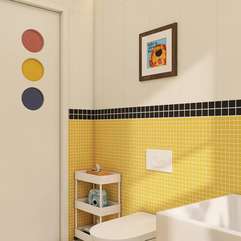 for Medieval Style Colored Hole Door Small Yellow Wooden Interior Door for Kitchen Bathroom Bedroom Painted Door